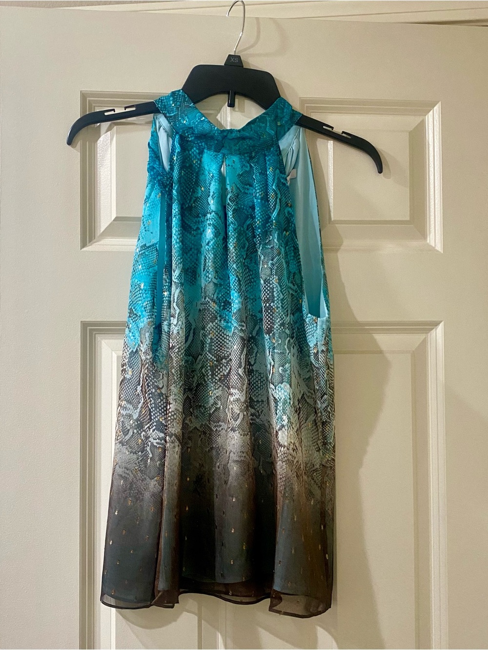 Teal Snake-Print Halter Top